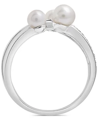 Cultured Freshwater Pearl (4 & 5mm) & Diamond (1/20 ct. tw.) Statement Ring in Sterling Silver