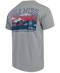 Men's Gray Ole Miss Rebels Comfort Colors Campus Scenery T-shirt