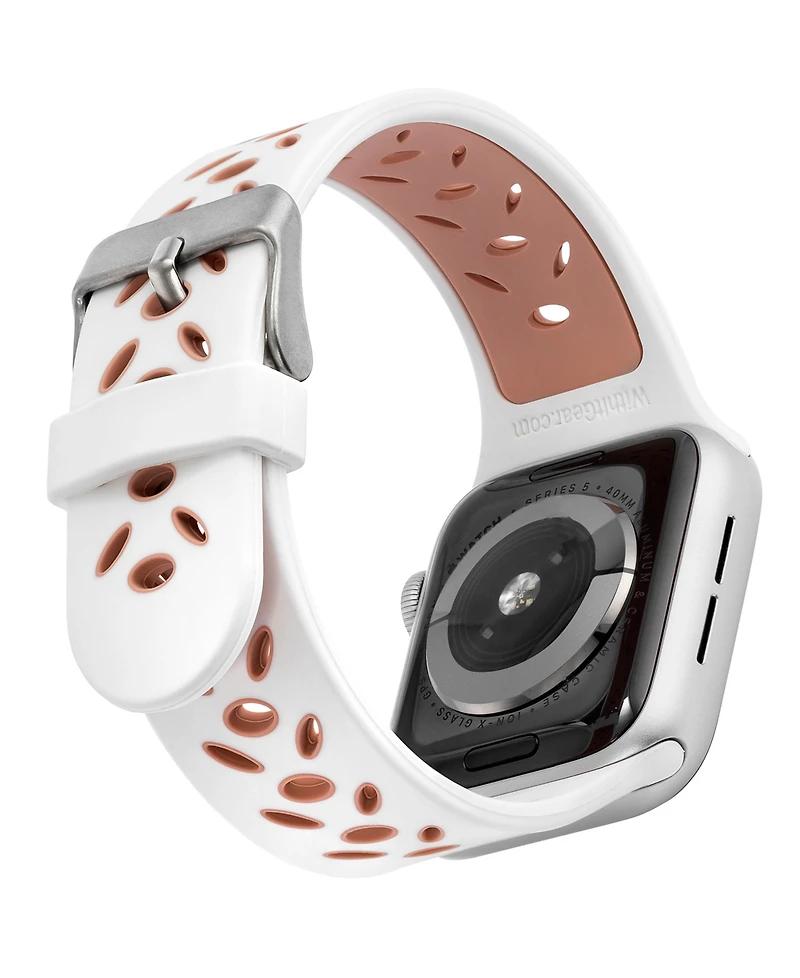 WITHit White and Pink Silicone Sport Band designed for Apple Watch 42mm (Series 10) & 38/40/41mm