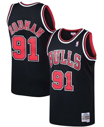 Men's Mitchell & Ness Dennis Rodman Black Chicago Bulls 1997/98 Hardwood Classics Swingman Jersey