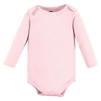 Hudson Baby Baby Girls Hudson Cotton Long-Sleeve Bodysuits, Blue Toile 5-Pack, 18-24 Months