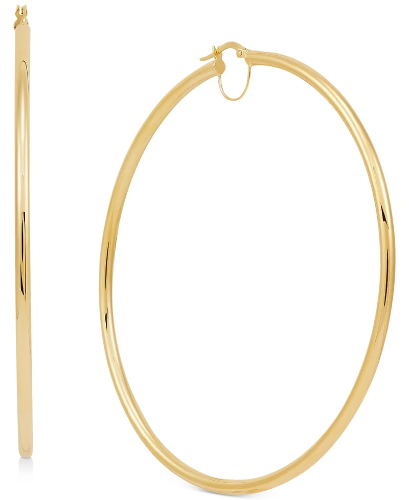 Polished Bridge Extra Large Hoop Earrings in 10k Gold (80mm)