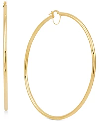 Polished Bridge Extra Large Hoop Earrings in 10k Gold (80mm)