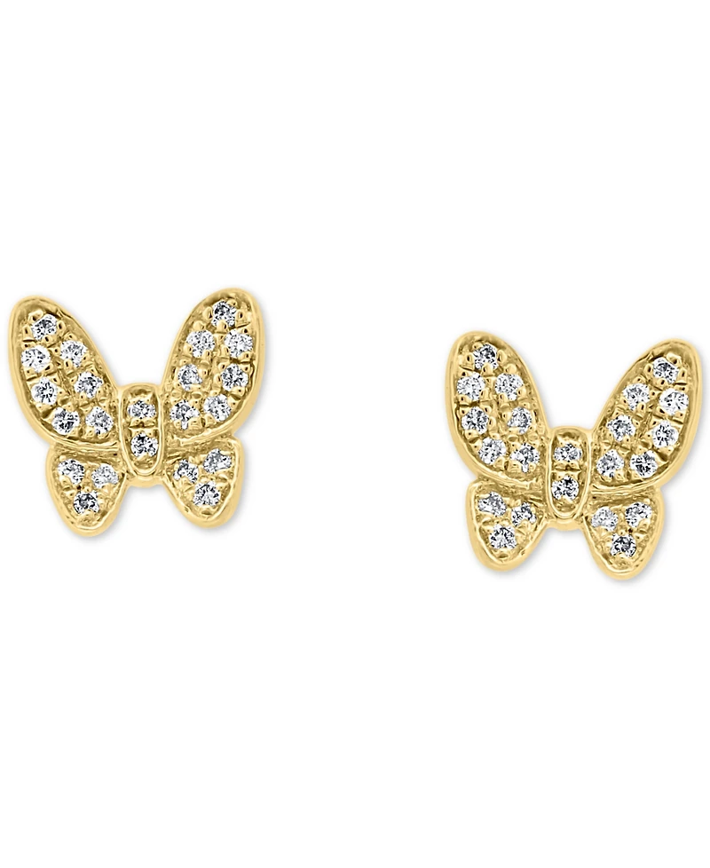 Effy Diamond (1/8 ct.t.w.) Butterfly Stud Earrings in Sterling Silver or 14k Gold-Plated Sterling Silver