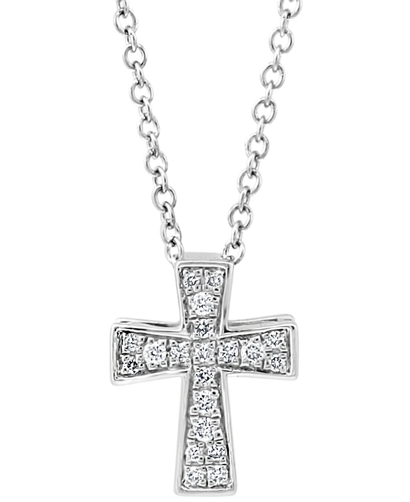 Effy Diamond Cross 18" Pendant Necklace (1/10 ct. t.w.) in Sterling Silver