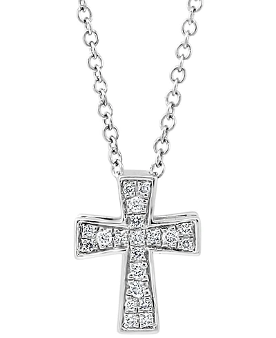 Effy Diamond Cross 18" Pendant Necklace (1/10 ct. t.w.) in Sterling Silver