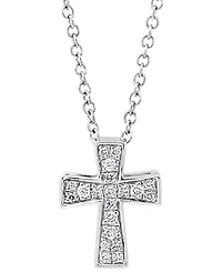 Effy Diamond Cross 18" Pendant Necklace (1/10 ct. t.w.) in Sterling Silver