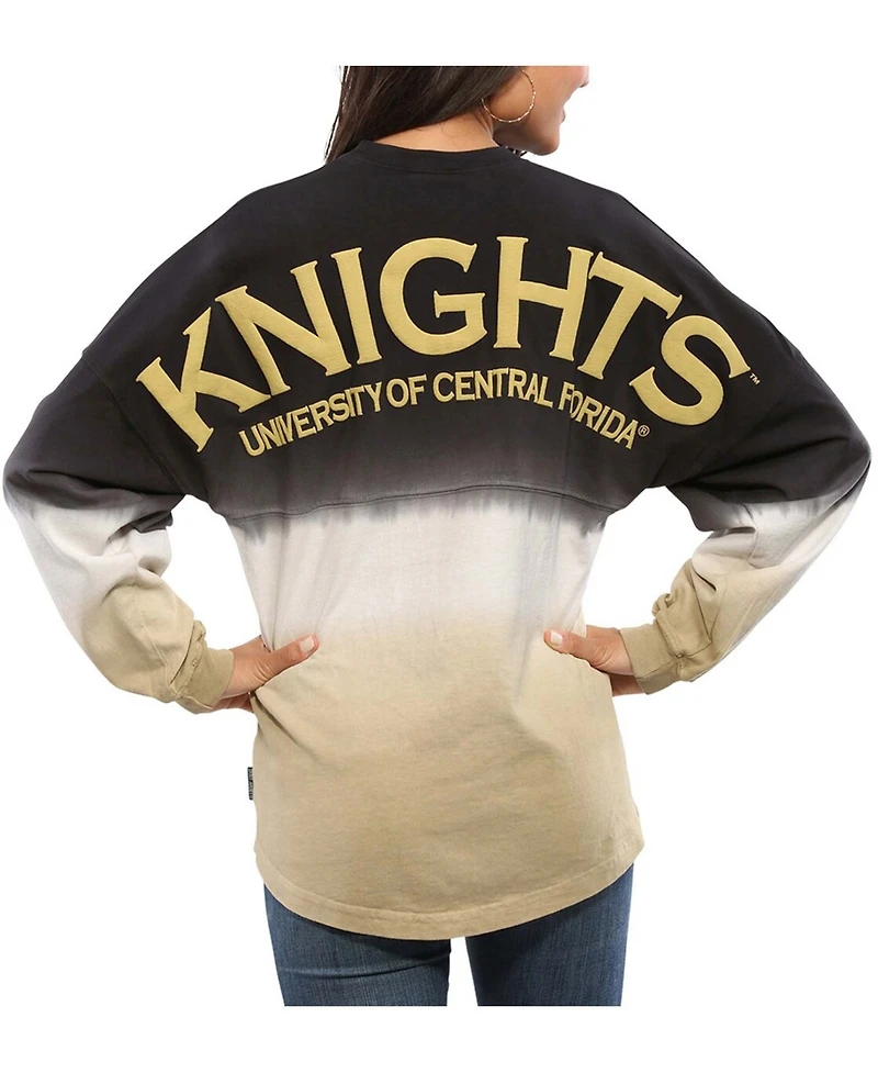 Women's Black Ucf Knights Ombre Long Sleeve Dip-Dyed