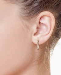 Effy Diamond & Out Small Hoop Earrings (3/8 ct. t.w.) Sterling Silver, 1"