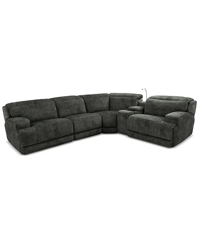Sebaston 5-Pc. Fabric Sectional with 2 Power Motion Recliners and 1 Usb Console, Created for Macy's