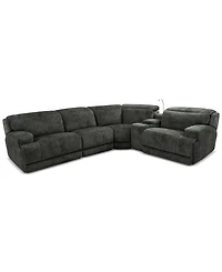 Sebaston 5-Pc. Fabric Sectional with 2 Power Motion Recliners and 1 Usb Console, Created for Macy's