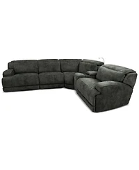 Sebaston 5-Pc. Fabric Sectional with 2 Power Motion Recliners and 1 Usb Console, Created for Macy's
