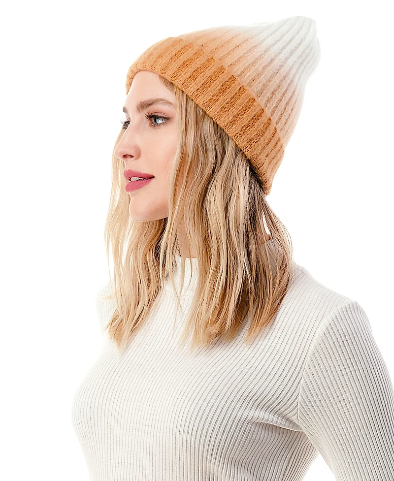Marcus Adler Women's Ombre Rib Detail Cuffed Beanie