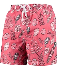 Men's Scarlet Ohio State Buckeyes Vintage-Like Floral Swim Trunks