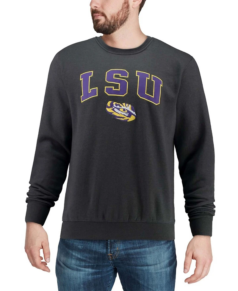 Colosseum Men's Lsu Tigers Arch & Logo Crew Neck Sweatshirt