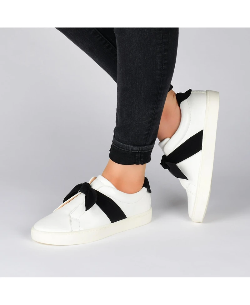 Journee Collection Women's Abrina Bow Detail Slip On Sneakers