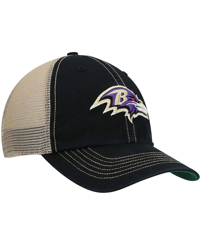 Men's Black, Natural Baltimore Ravens Trawler Trucker Clean Up Snapback Hat