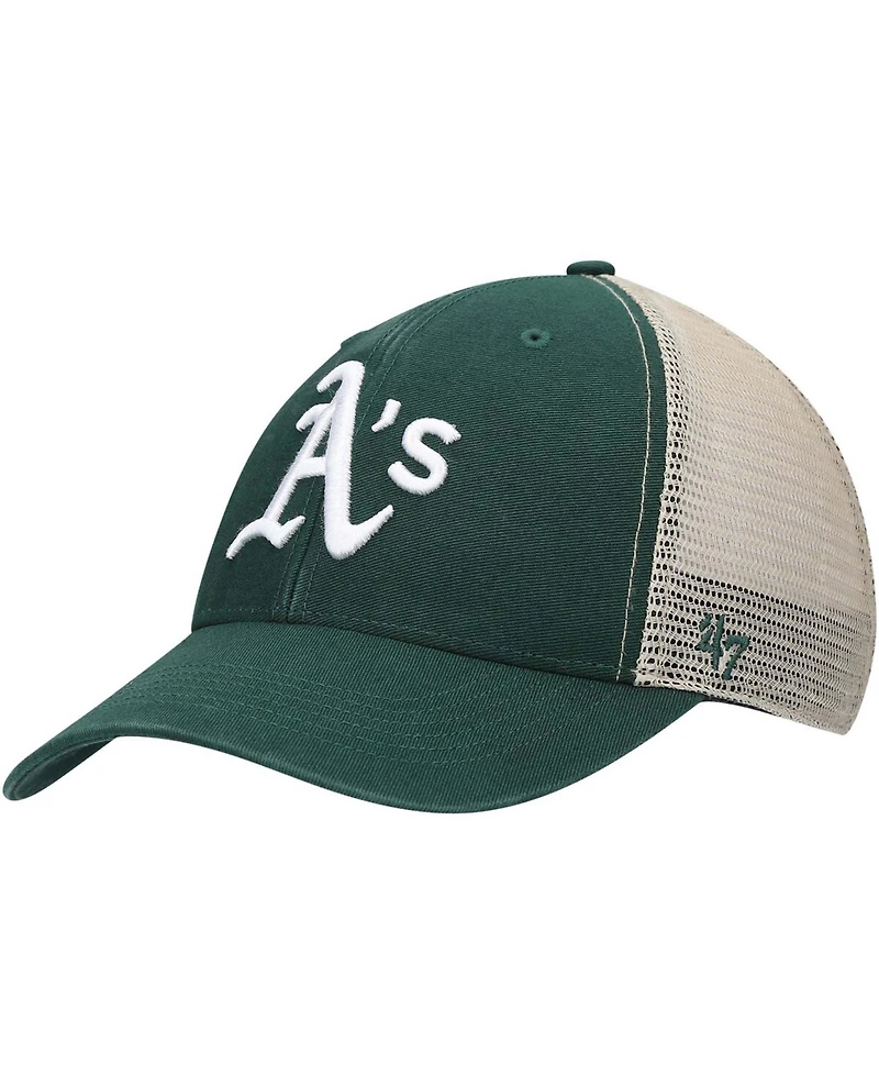 Men's Green, Natural Oakland Athletics Flagship Washed Mvp Trucker Snapback Hat