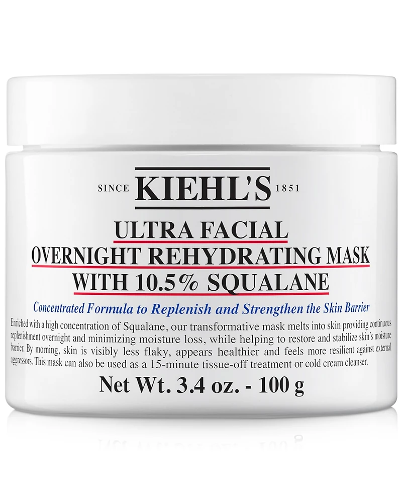 Kiehl's Since 1851 Ultra Facial Overnight Hydrating Mask With 10.5% Squalane, 3.4 oz.