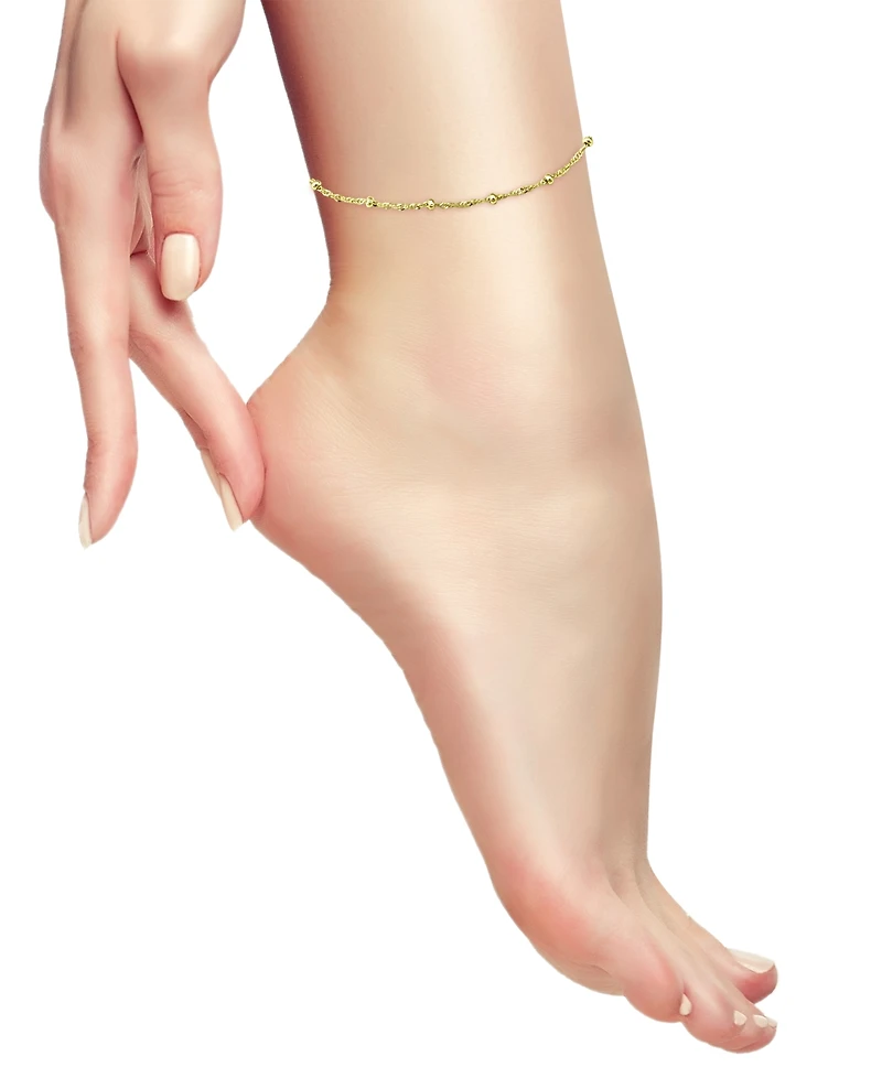 Giani Bernini Beaded Singapore Link Ankle Bracelet in 18k Gold-Plated Sterling Silver, Created for Macy's