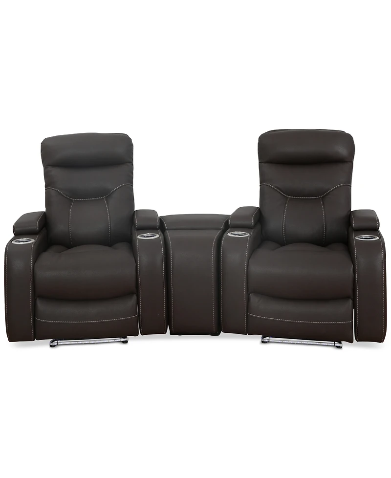 Jabarr 3-Pc. Beyond Leather Theater Seating with 1 Console, Created for Macy's