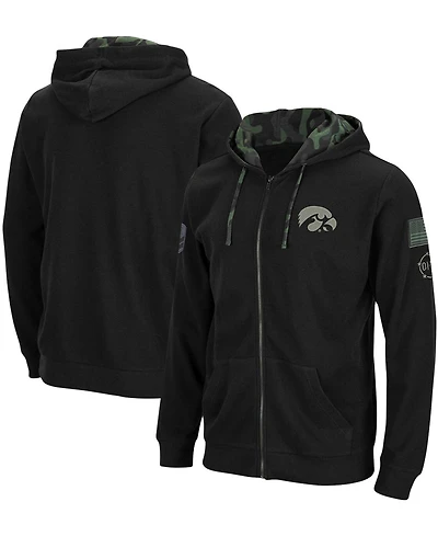 Men's Black Iowa Hawkeyes Oht Military-Inspired Appreciation Waffle Full-Zip Hoodie