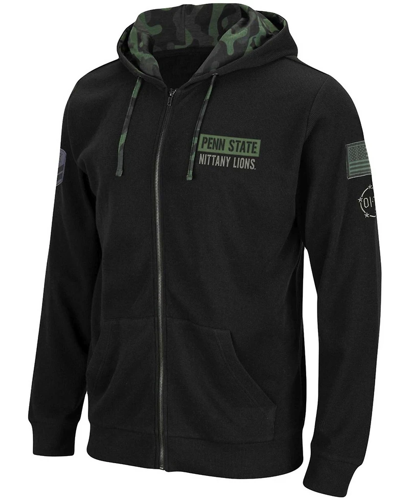 Men's Black Penn State Nittany Lions Oht Military-Inspired Appreciation Waffle Full-Zip Hoodie