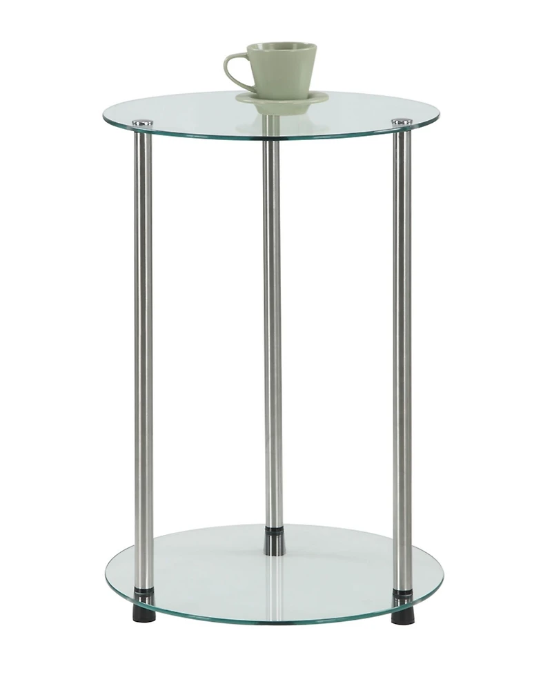 Convenience Concepts 15.75" Glass Designs2Go 2 Tier Round End Table