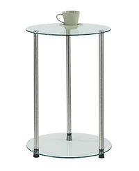 Convenience Concepts 15.75" Glass Designs2Go 2 Tier Round End Table