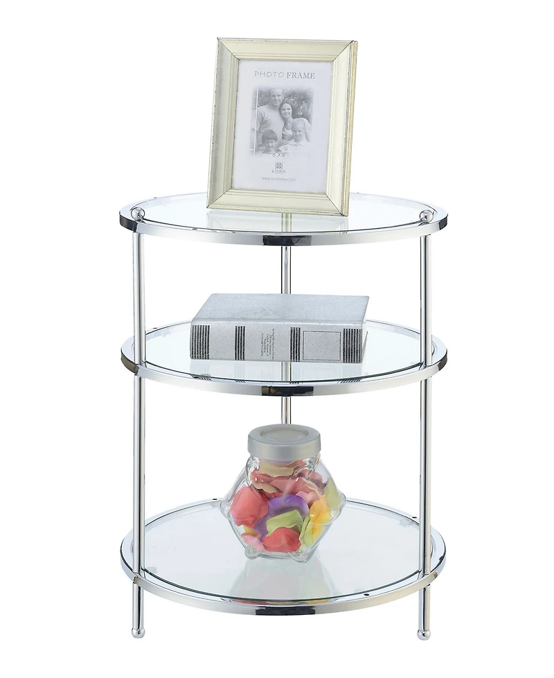Royal Crest 3 Tier Round Glass End Table