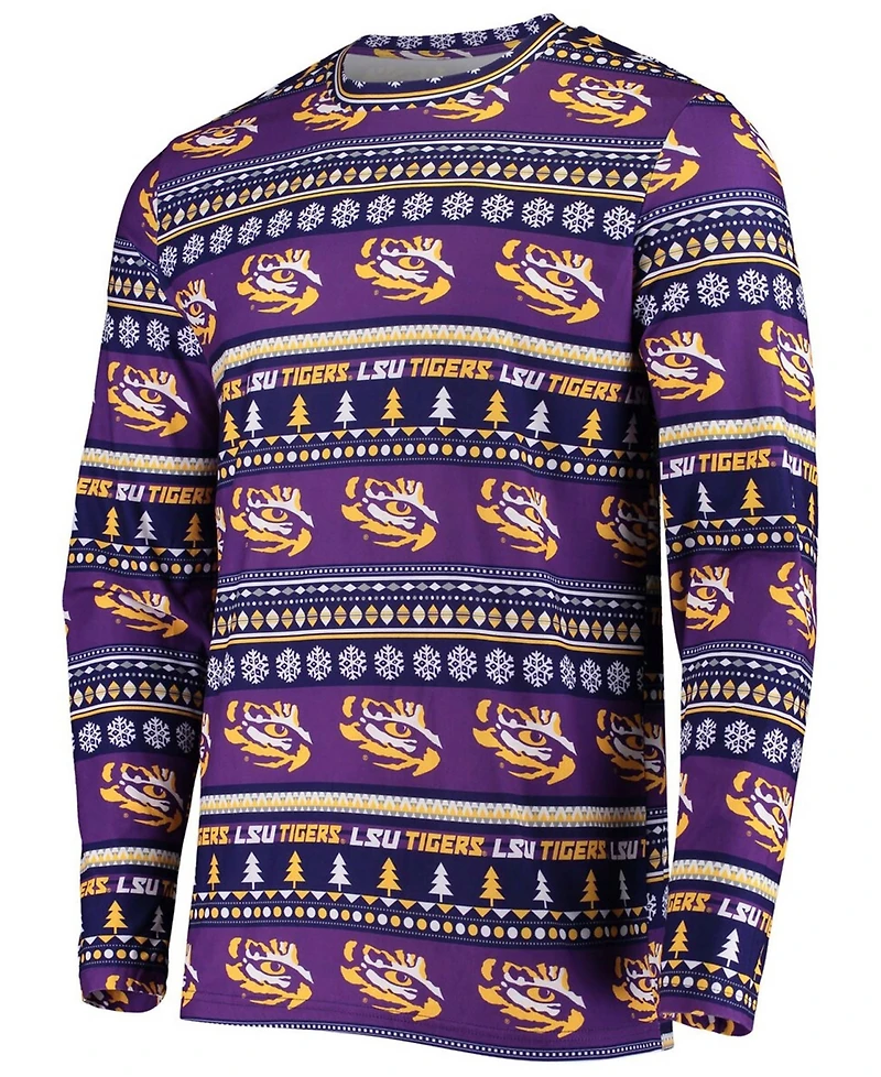 Men's Purple Lsu Tigers Ugly Sweater Knit Long Sleeve Top and Pant Set