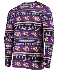 Men's Purple Lsu Tigers Ugly Sweater Knit Long Sleeve Top and Pant Set