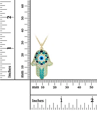 Enamel Evil Eye Hamsa Hand 18" Pendant Necklace in 14k Gold