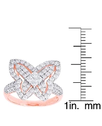 Cubic Zirconia Butterfly Ring Fine Rose Gold Plate or Silver