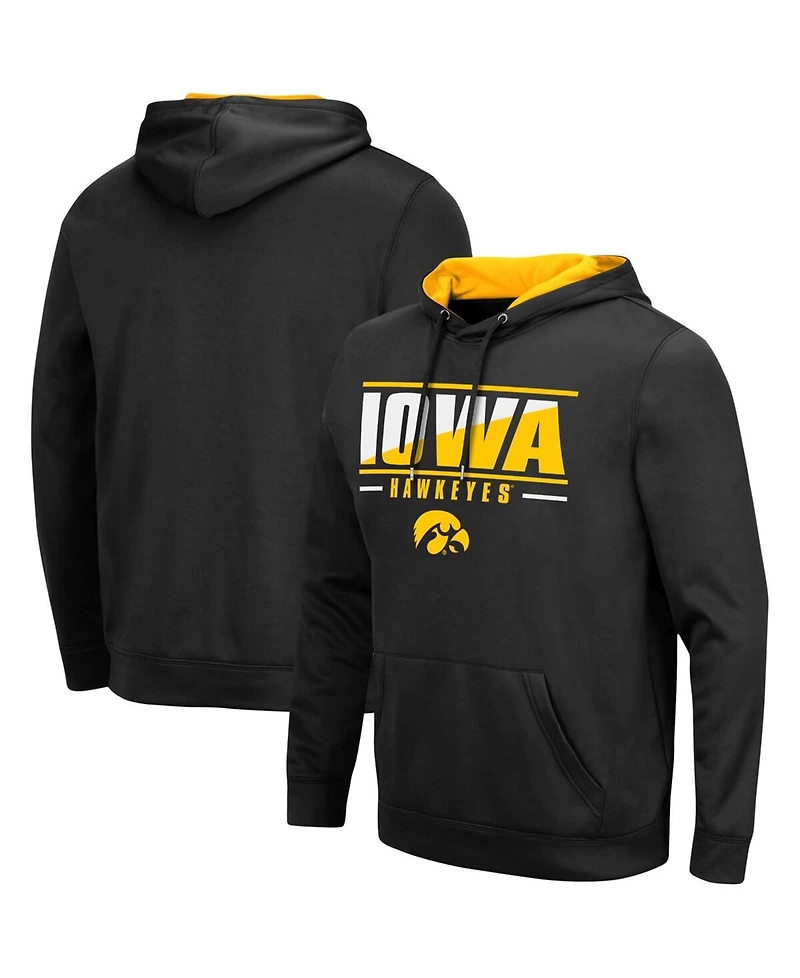 Men's Black Iowa Hawkeyes Slash Stack 2.0 Pullover Hoodie