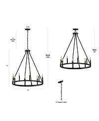 Oberto Ring 8-Light Rustic Farmhouse Led Chandelier