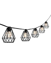 10-Light Indoor and Outdoor Contemporary Transitional Incandescent G40 Diamond Cage String Lights
