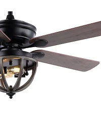 Jasper 2-Light Farmhouse Industrial Iron Dome Shade Led Ceiling Fan with Remote