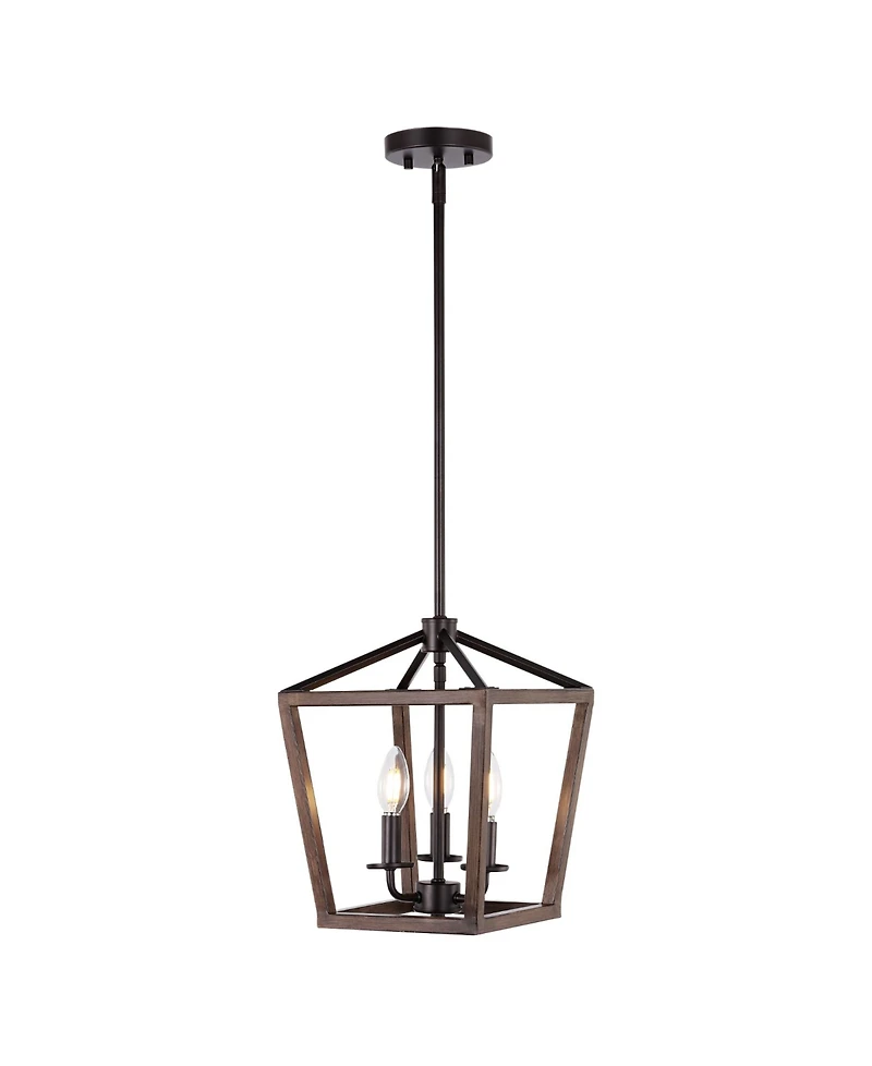 Oria 3-Light Iron Farmhouse Industrial Lantern Led Pendant