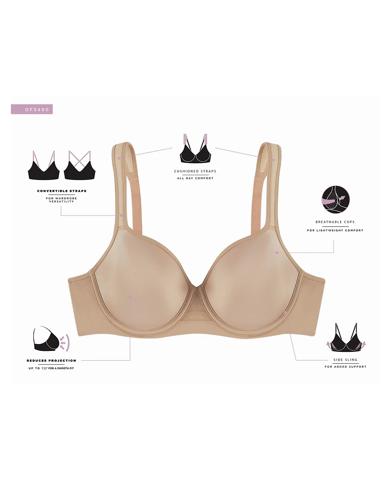 Bali Women's One Smooth U Ultra Light Minimizer Underwire Bra DF3490