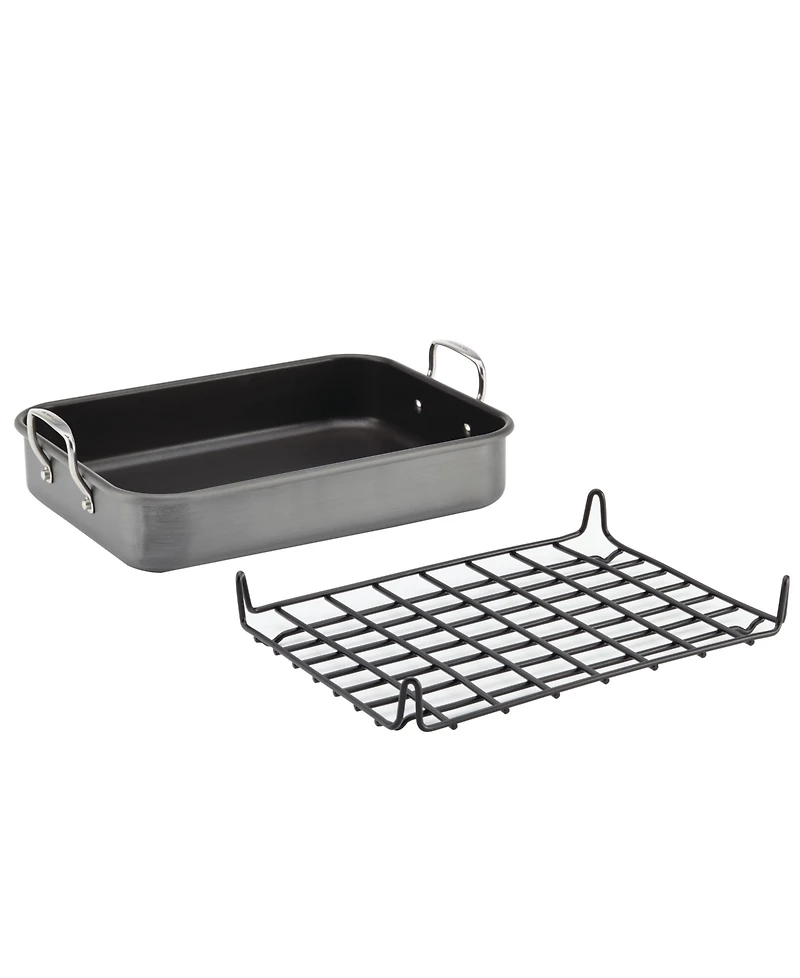 Rachael Ray Hard-Anodized Non-Stick 12" x 16" Roaster & Dual-Height Rack