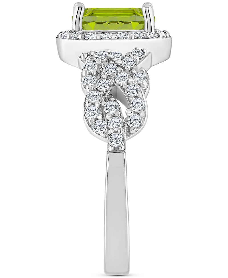 Rhodolite Garnett Blue Topaz (1 ct. t.w.) & White (1/2 Halo Braid Ring Sterling Silver (Also Citrine, Topaz, Amethyst, Pe