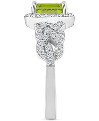 Rhodolite Garnett Blue Topaz (1 ct. t.w.) & White (1/2 Halo Braid Ring Sterling Silver (Also Citrine, Topaz, Amethyst, Pe