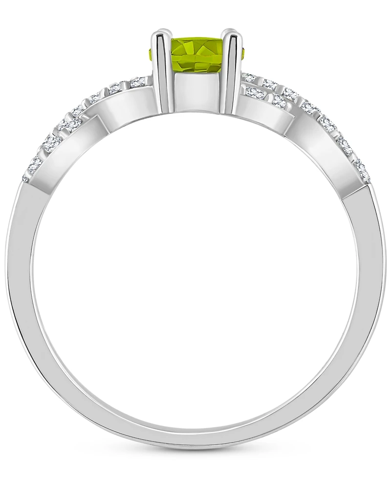 Rhodolite Garnet (1 ct. t.w.) & White Topaz (1/4 Twist Ring Sterling Silver (Also Citrine, Blue Topaz, Amethyst, Periodt)