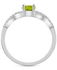 Rhodolite Garnet (1 ct. t.w.) & White Topaz (1/4 Twist Ring Sterling Silver (Also Citrine, Blue Topaz, Amethyst, Periodt)