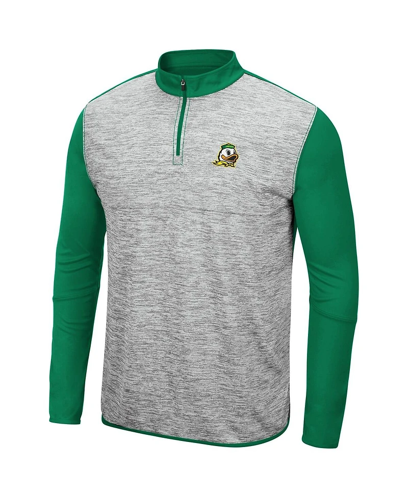 Men's Heathered Gray, Green Oregon Ducks Prospect Quarter-Zip Jacket