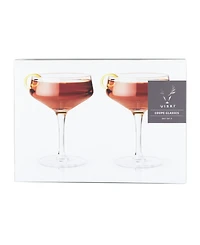 Viski Raye Angled Crystal Coupe Glasses Set of 2, 7 Oz