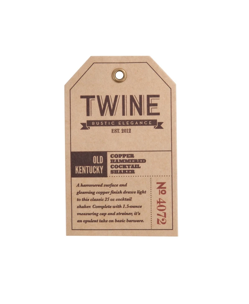 Twine Hammered Copper Cocktail Shaker with Built-in Strainer, 25 Oz
