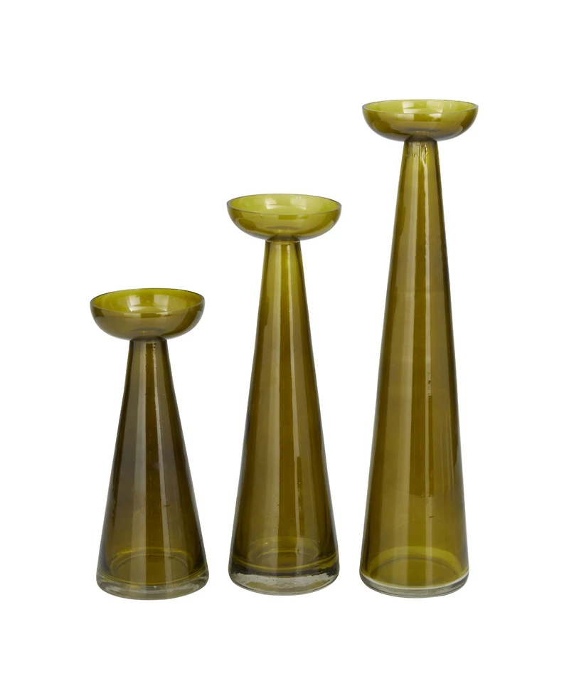 The Novogratz Glass Pillar Candle Holder, Set of 3