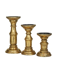 Wood Traditional Candle Holder, Set of 3